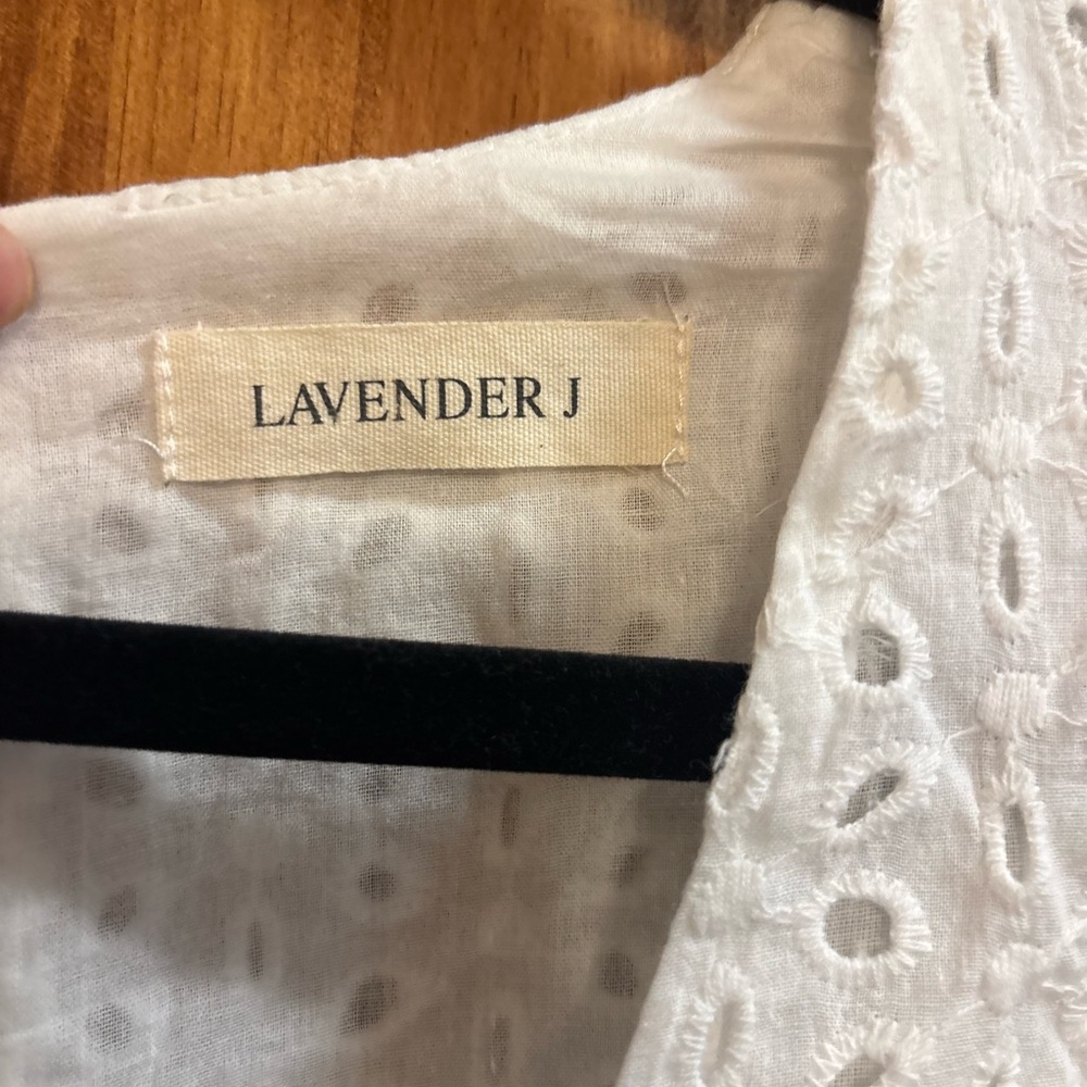 White Eyelet V-Neck Sleeveless Dress - Picture 8 of 12